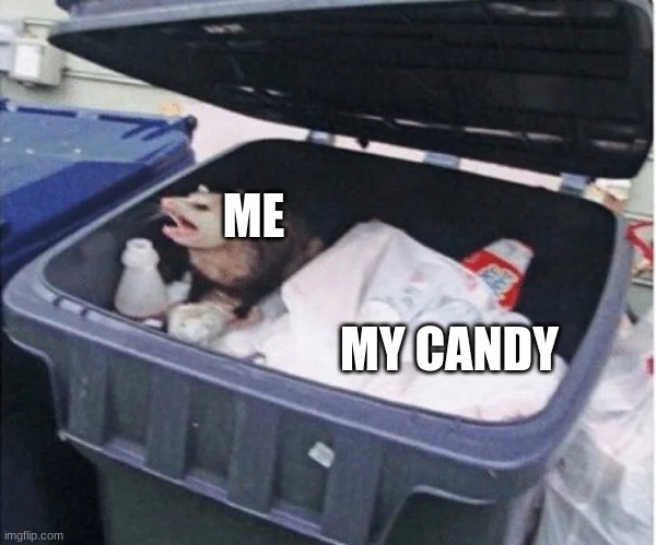 Dont touch my garbage | ME MY CANDY | image tagged in dont touch my garbage | made w/ Imgflip meme maker