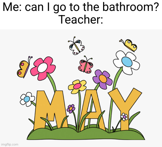 Meme #3,552 | Me: can I go to the bathroom?
Teacher: | image tagged in memes,so true,school,may,teacher,bathroom | made w/ Imgflip meme maker