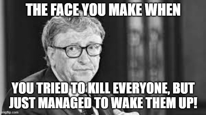 Mass Murderer | THE FACE YOU MAKE WHEN; YOU TRIED TO KILL EVERYONE, BUT
JUST MANAGED TO WAKE THEM UP! | image tagged in covid-19,covid,covid vaccine,mosquitoes,bill gates,genocide | made w/ Imgflip meme maker