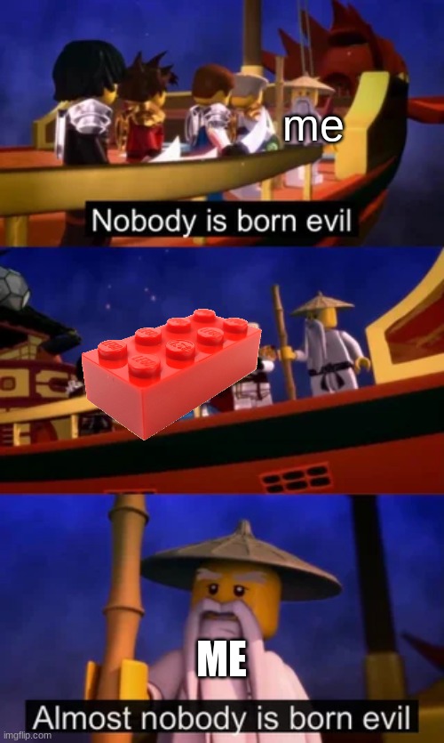 Nobody is born evil | me; ME | image tagged in nobody is born evil | made w/ Imgflip meme maker