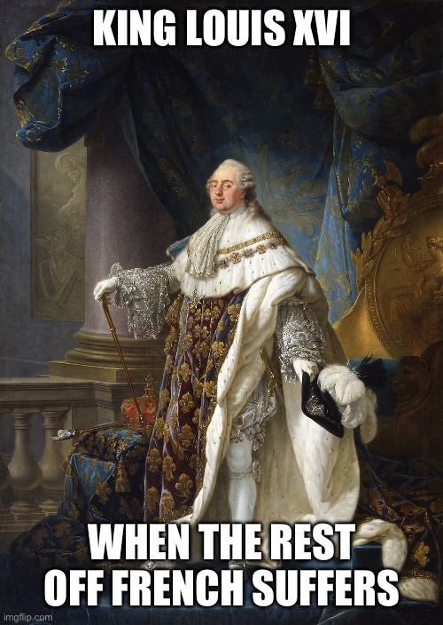 KING LOUIS XVI; WHEN THE REST OFF FRENCH SUFFERS | made w/ Imgflip meme maker