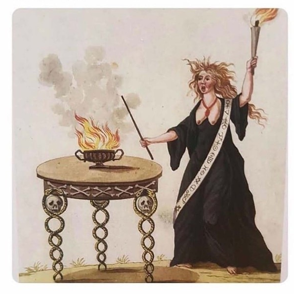 TAPESTRY WITCH WITH TORCH Blank Meme Template