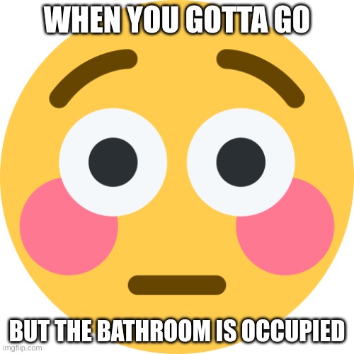 i m gonna poopy | WHEN YOU GOTTA GO; BUT THE BATHROOM IS OCCUPIED | image tagged in flushed emoji | made w/ Imgflip meme maker