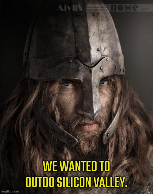 viking | WE WANTED TO OUTDO SILICON VALLEY. | image tagged in viking | made w/ Imgflip meme maker