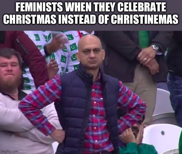 Disappointed Man | FEMINISTS WHEN THEY CELEBRATE CHRISTMAS INSTEAD OF CHRISTINEMAS | image tagged in disappointed man | made w/ Imgflip meme maker