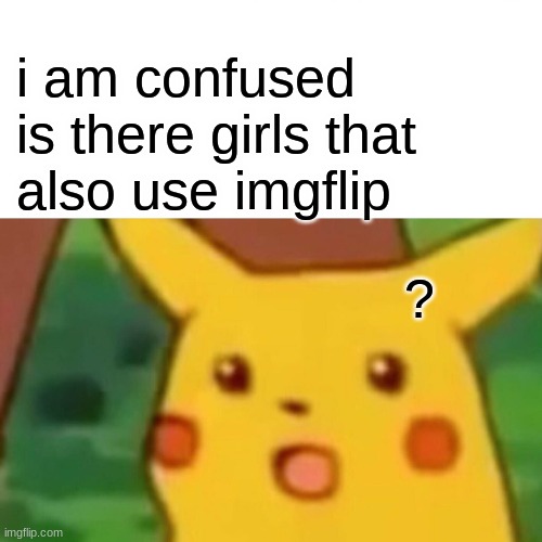 Surprised Pikachu Meme | i am confused is there girls that also use imgflip; ? | image tagged in memes,surprised pikachu | made w/ Imgflip meme maker