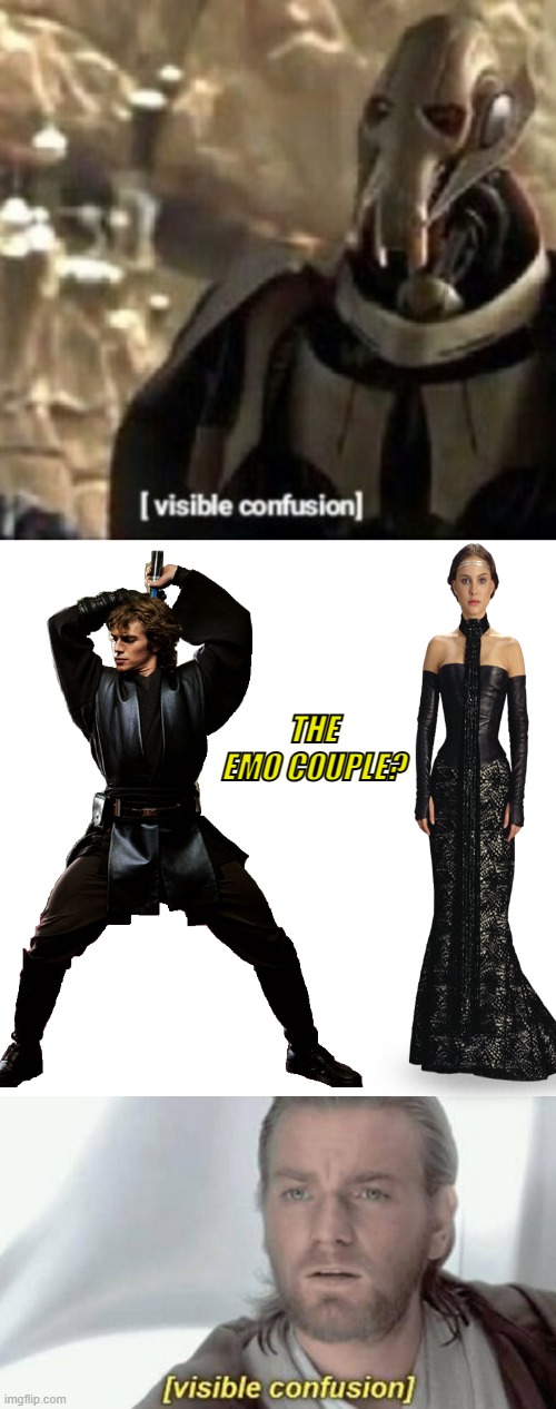 [visible confusion] | THE EMO COUPLE? | image tagged in grievous visible confusion,visible confusion | made w/ Imgflip meme maker