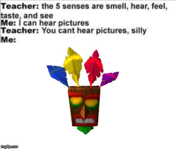 Aku Aku | image tagged in you can't hear pictures,crash bandicoot | made w/ Imgflip meme maker