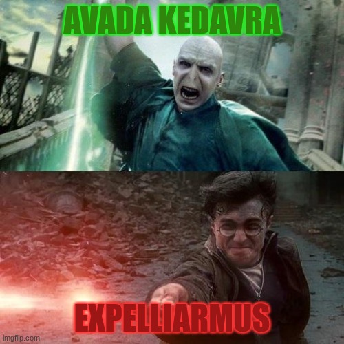 Expelliarmus | AVADA KEDAVRA; EXPELLIARMUS | image tagged in harry potter meme | made w/ Imgflip meme maker
