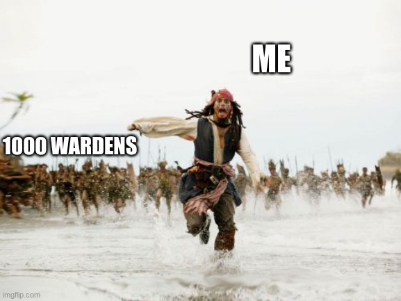 by this time you are dead | ME; 1000 WARDENS | image tagged in memes,jack sparrow being chased | made w/ Imgflip meme maker