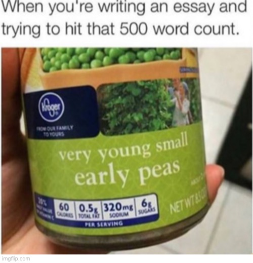 every word counts | image tagged in funny,meme,essay,jar label | made w/ Imgflip meme maker