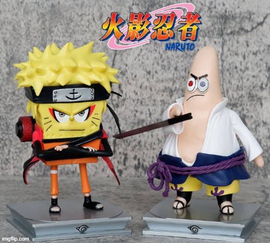 SpongeBob Uzumaki and Patrick Uchiha | image tagged in off brand | made w/ Imgflip meme maker