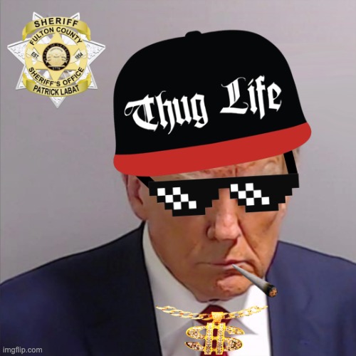Donald Trump Thug Life Mugshot | image tagged in donald trump thug life mugshot | made w/ Imgflip meme maker