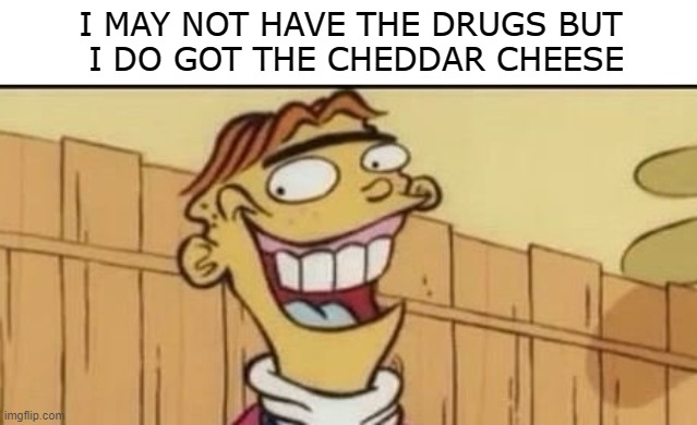 I MAY NOT HAVE THE DRUGS BUT
 I DO GOT THE CHEDDAR CHEESE | image tagged in funny | made w/ Imgflip meme maker