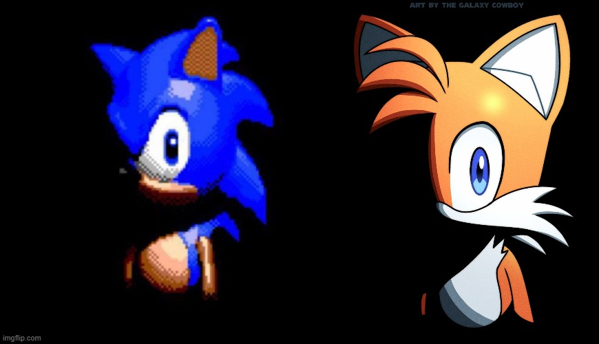 image tagged in sonic stares deep into your soul,tails stare | made w/ Imgflip meme maker