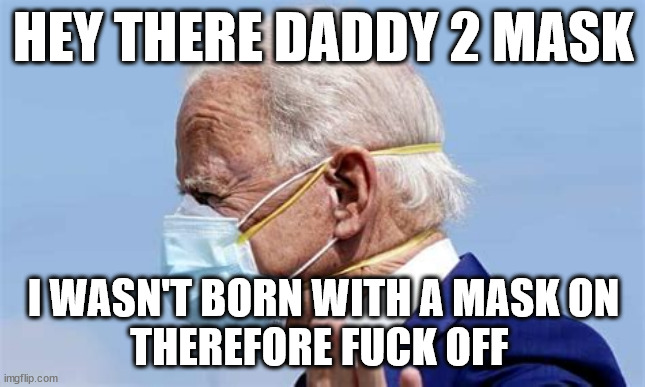HEY THERE DADDY 2 MASK; I WASN'T BORN WITH A MASK ON
THEREFORE FUCK OFF | image tagged in no thanks | made w/ Imgflip meme maker