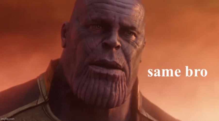 Thanos "same bro" | image tagged in same bro,thanos same bro,thanos,new template | made w/ Imgflip meme maker