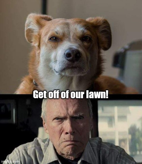 Gran Torino Landscaping | Get off of our lawn! | image tagged in funny | made w/ Imgflip meme maker
