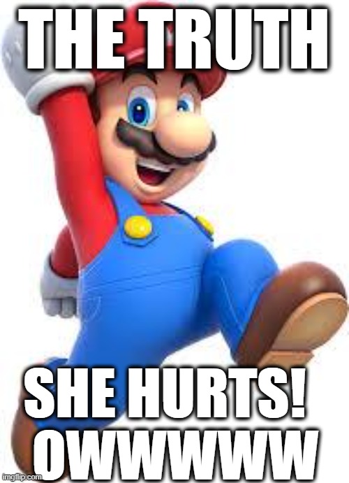 THE TRUTH SHE HURTS!  
OWWWWW | image tagged in mario | made w/ Imgflip meme maker