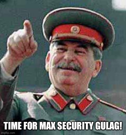 Stalin says | TIME FOR MAX SECURITY GULAG! | image tagged in stalin says | made w/ Imgflip meme maker