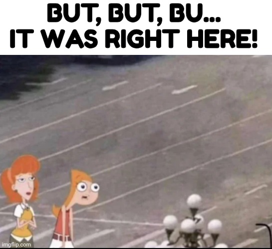 H | BUT, BUT, BU... IT WAS RIGHT HERE! | image tagged in memes,phineas and ferb | made w/ Imgflip meme maker