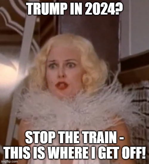 Trump In 2024? STOP THE TRAIN! | TRUMP IN 2024? STOP THE TRAIN - THIS IS WHERE I GET OFF! | image tagged in donald trump,stop this train,i hate donald trump,trump sucks | made w/ Imgflip meme maker
