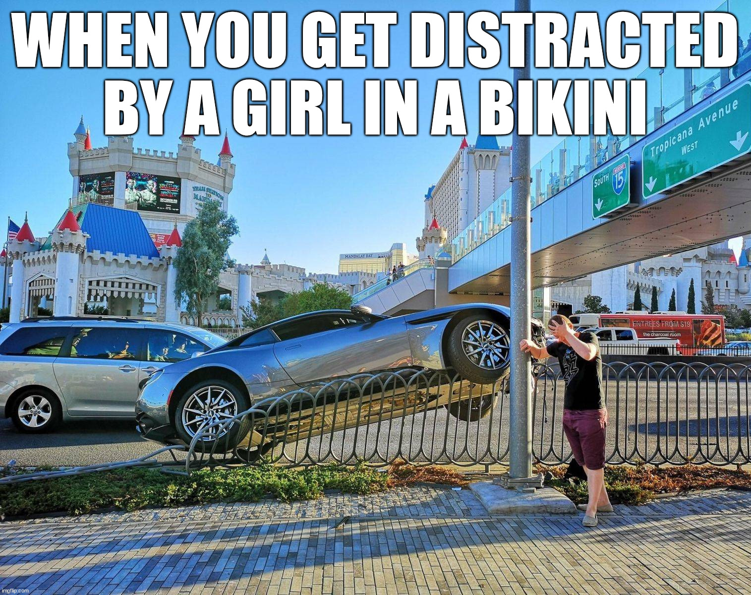 WHEN YOU GET DISTRACTED BY A GIRL IN A BIKINI | made w/ Imgflip meme maker