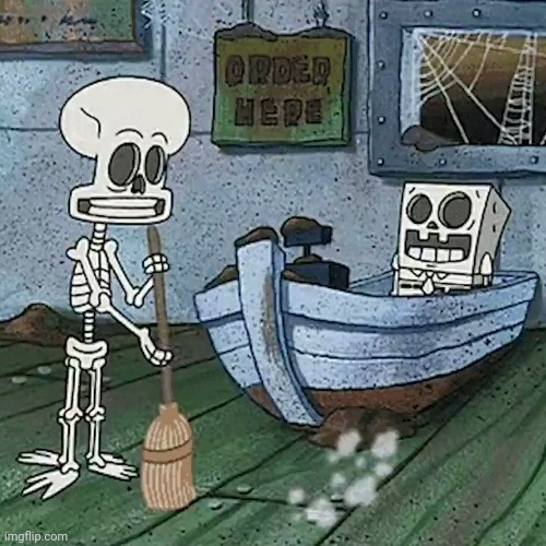 SpongeBob and Squidward skeletons | image tagged in spongebob and squidward skeletons | made w/ Imgflip meme maker