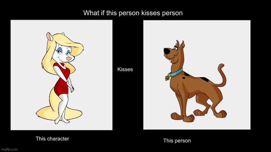 if minerva kissed scooby | image tagged in what if this person kisses character,shipping,warner bros | made w/ Imgflip meme maker