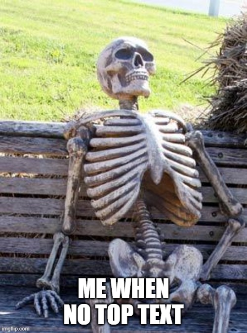 no image title | ME WHEN NO TOP TEXT | image tagged in memes,waiting skeleton | made w/ Imgflip meme maker