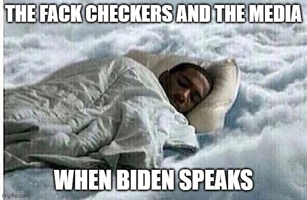 How I Sleep | THE FACK CHECKERS AND THE MEDIA; WHEN BIDEN SPEAKS | image tagged in how i sleep | made w/ Imgflip meme maker