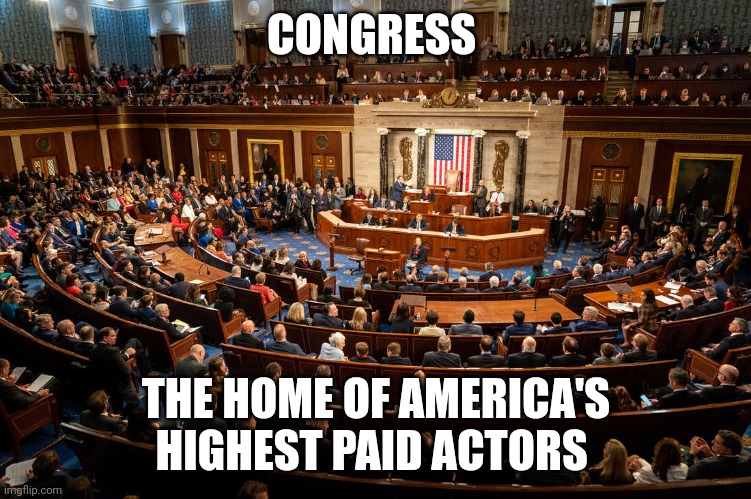 congress | CONGRESS; THE HOME OF AMERICA'S HIGHEST PAID ACTORS | image tagged in actors | made w/ Imgflip meme maker