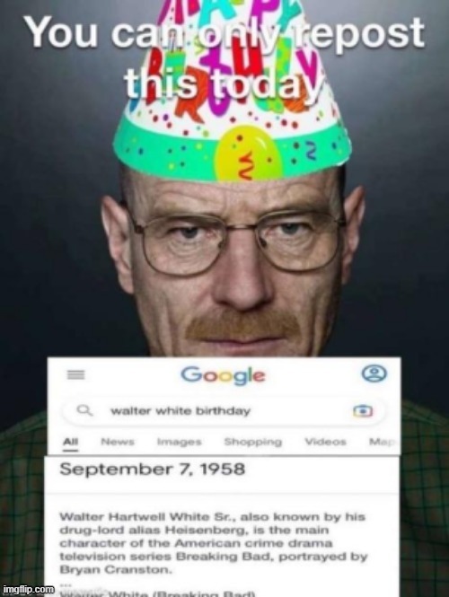 Happy methday Heisenberg | made w/ Imgflip meme maker