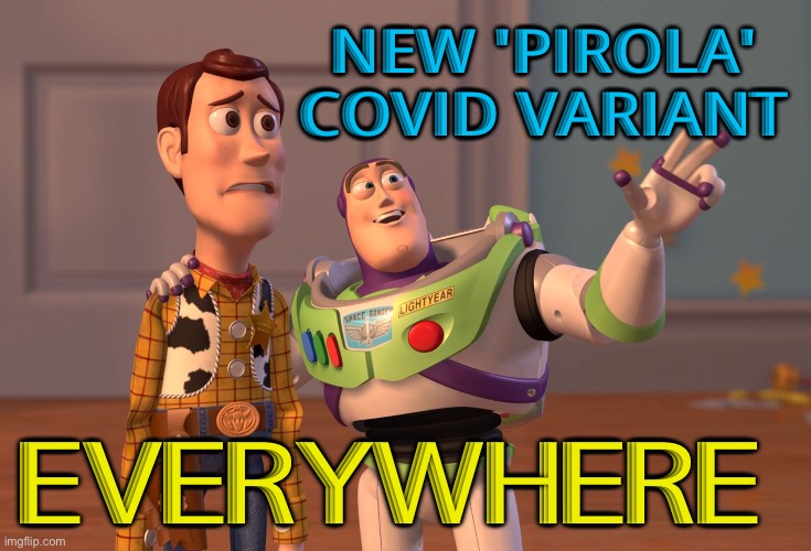 New 'Pirola' Covid variant | NEW 'PIROLA' 
COVID VARIANT; EVERYWHERE | image tagged in memes,x x everywhere | made w/ Imgflip meme maker