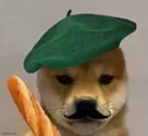 baguette | image tagged in french doge | made w/ Imgflip meme maker