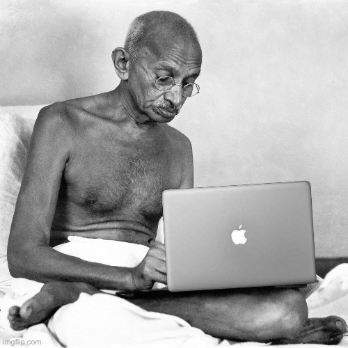 Gotta get that peaceful drill beat out | image tagged in producer gandhi | made w/ Imgflip meme maker