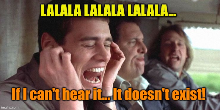 LaLALa | LALALA LALALA LALALA... If I can't hear it... It doesn't exist! | image tagged in lalala | made w/ Imgflip meme maker