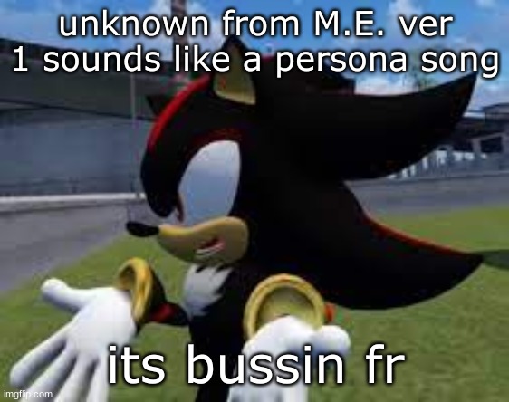 shadow explaining | unknown from M.E. ver 1 sounds like a persona song; its bussin fr | image tagged in shadow explaining | made w/ Imgflip meme maker