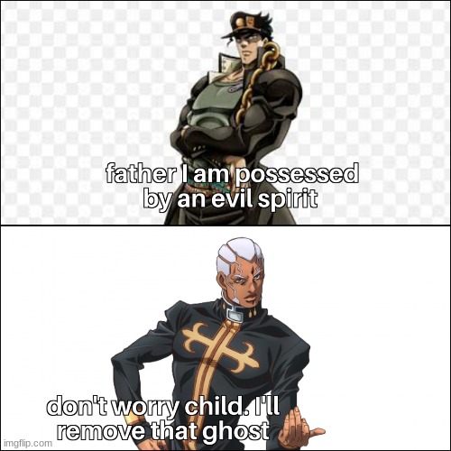 Jotaro visits Pucci for an exorcism | image tagged in jojo's bizarre adventure,jjba,jojo,jojo meme,anime,memes | made w/ Imgflip meme maker