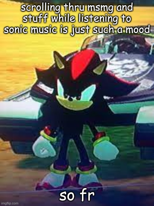 let the speed mend it mend it mend it | scrolling thru msmg and stuff while listening to sonic music is just such a mood; so fr | image tagged in shadow glitch | made w/ Imgflip meme maker