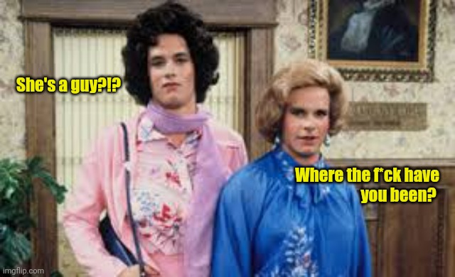 Bosom Buddies | She's a guy?!? Where the f*ck have
you been? | image tagged in bosom buddies | made w/ Imgflip meme maker
