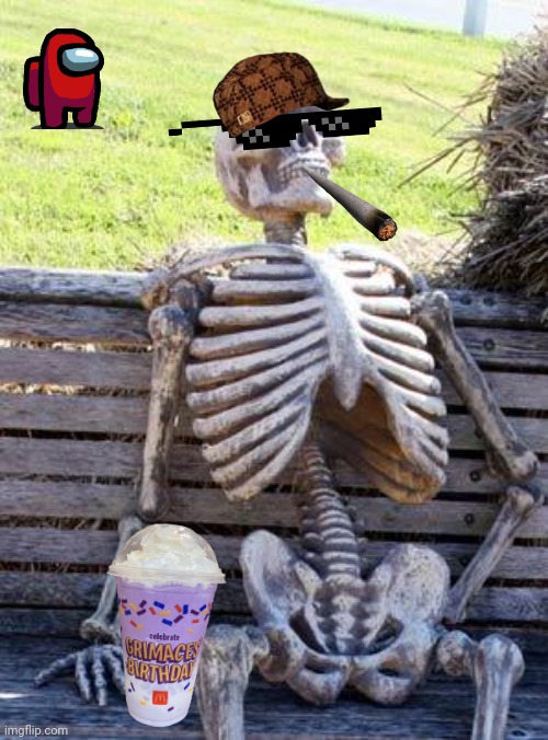 An artwork I made using images | image tagged in memes,waiting skeleton | made w/ Imgflip meme maker