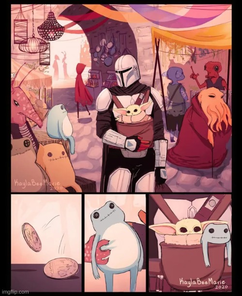 Din Djarin and Grogu go shopping | made w/ Imgflip meme maker