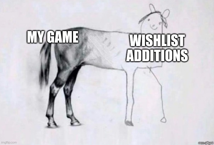 Horse Drawing | MY GAME; WISHLIST ADDITIONS | image tagged in horse drawing | made w/ Imgflip meme maker