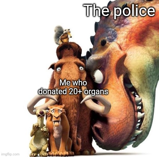 The police; Me who donated 20+ organs | made w/ Imgflip meme maker