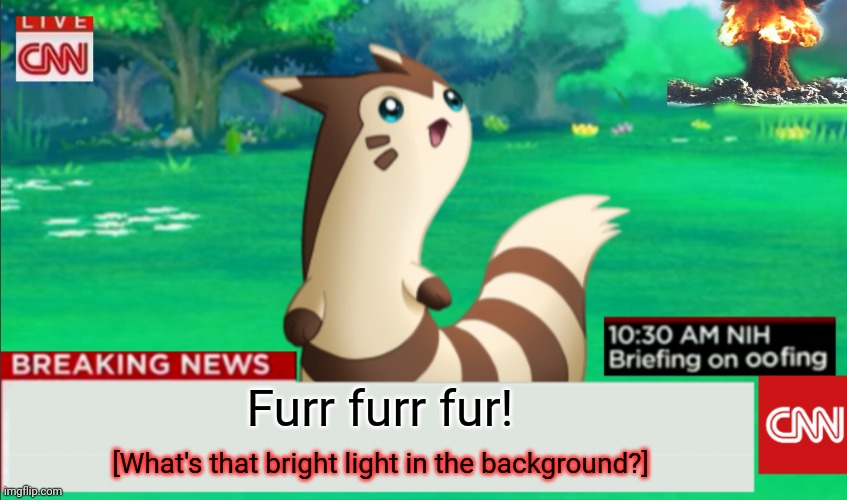 Breaking News Furret | Furr furr fur! [What's that bright light in the background?] | image tagged in breaking news furret | made w/ Imgflip meme maker