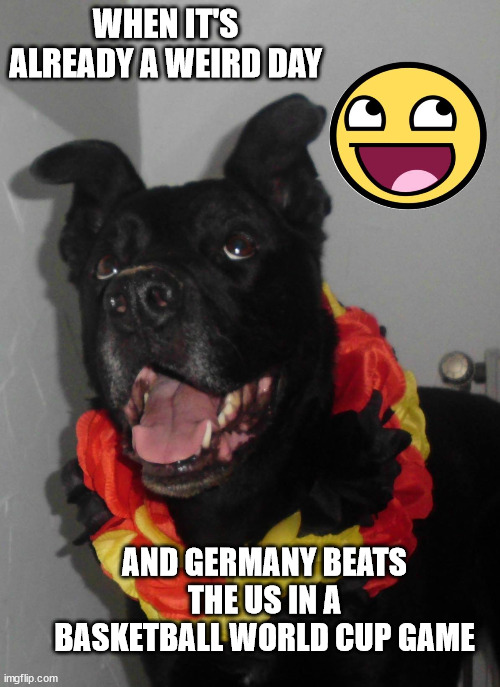 See you later Tyty <3 | WHEN IT'S ALREADY A WEIRD DAY; AND GERMANY BEATS THE US IN A BASKETBALL WORLD CUP GAME | image tagged in sports,basketball,germany,usa,weird day | made w/ Imgflip meme maker