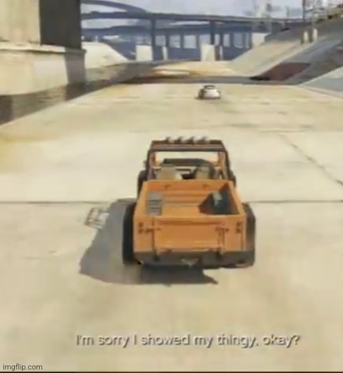 i’m sorry i showed my thingy, okay? | image tagged in i m sorry i showed my thingy okay | made w/ Imgflip meme maker