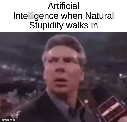 title | Artificial Intelligence when Natural Stupidity walks in | image tagged in x when x walks in,tag,artificial intelligence,memes,idk,another tag | made w/ Imgflip meme maker