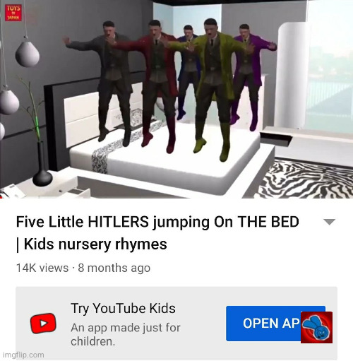 Five Little Hitlers Jumping On The Bed | image tagged in five little hitlers jumping on the bed | made w/ Imgflip meme maker